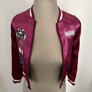 Marvel Maroon Satin Jacket with Character Design
